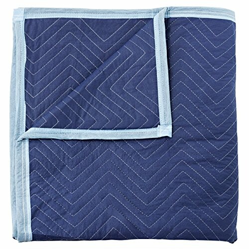 Blue quilted moving blanket folded