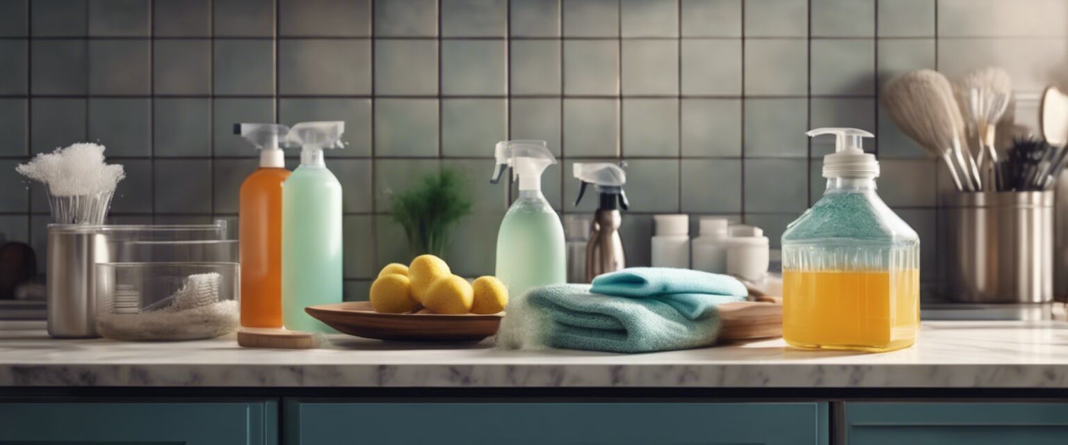 Cleaning products in kitchen