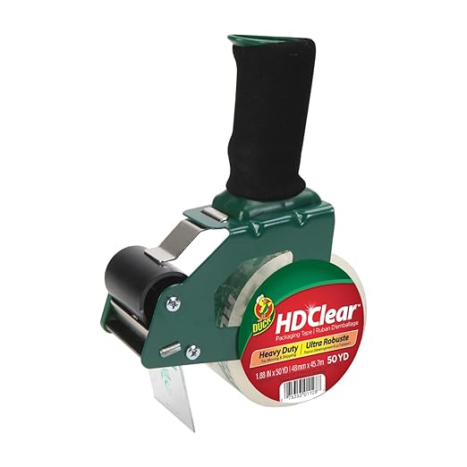 Duck HD Clear Packing Tape Dispenser Heavy Duty Packaging Tape Gun - 1 Refill Roll