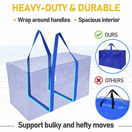 Comparison of heavy-duty bag with wrap-around handles and spacious interior.