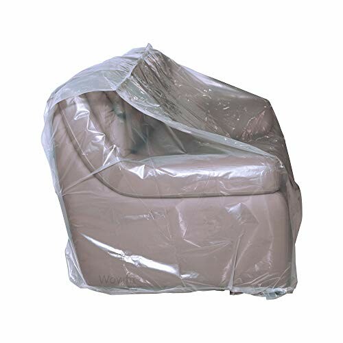 Chair covered in a clear plastic sheet