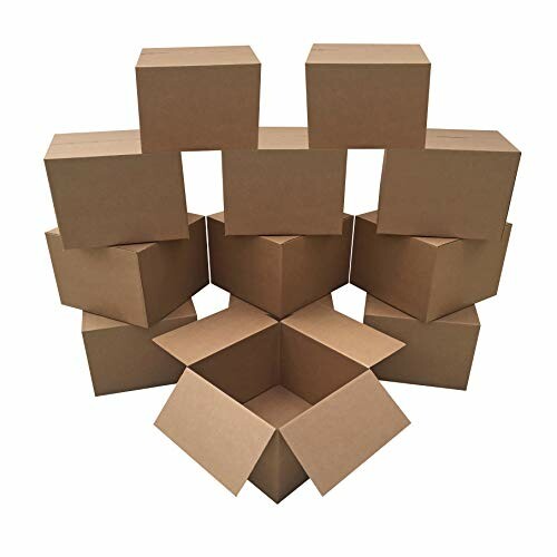 Stack of cardboard boxes with one open box.