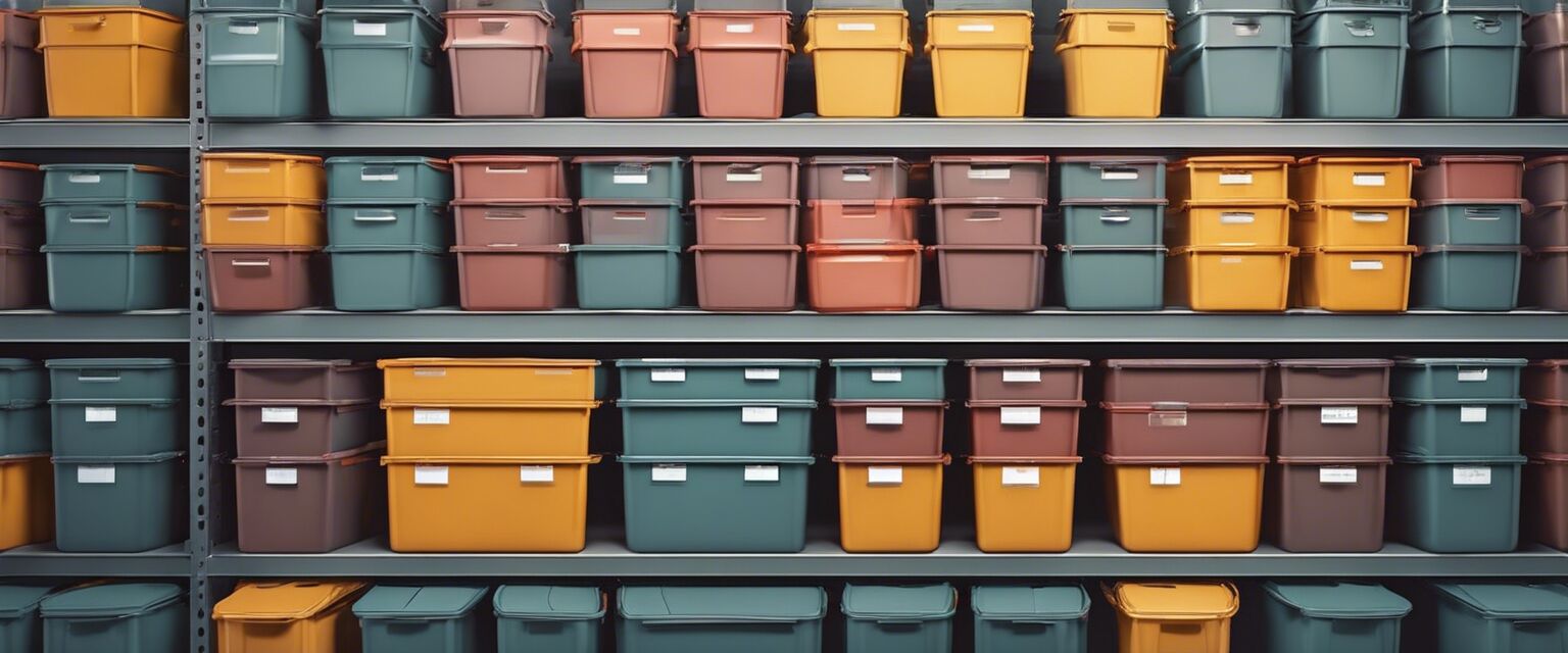 Colorful storage bins for organization